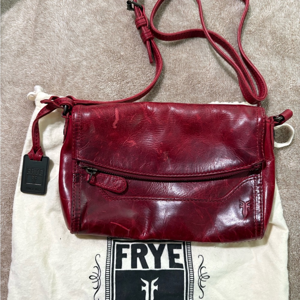 Frye Burgundy Leather Crossbody Bag